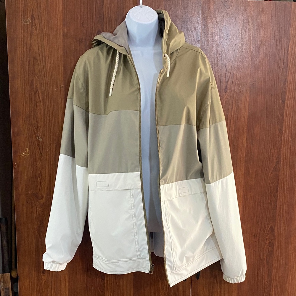 Weatherproof Tan and Cream Colorblock hooded Jacket